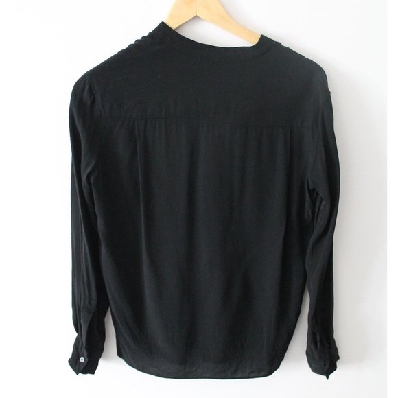 ALLSAINTS Lexi Collarless Button-Down Shirt / XS / Black Blouse - Picture 7 of 12